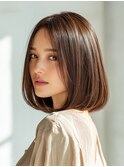 大人のミディアムボブ30代40代髪質改善オージュア白髪染め北上尾