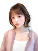 ボブウルフ外国人風カラー韓国ツヤカラー透明感20代ぱつっとボブ
