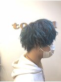 【ターコイズ メッシュ ツーブロック】