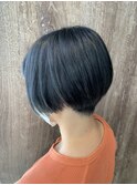 ショートボブ　×　ネイビーグレー