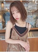 『毛束感 ×ベージュ』くびれふわミディ/イヤリングカラー