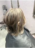 ハイライト＋インナーカラー×ベージュゴールド