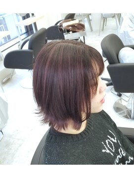 エイトサッポロ 札幌大通り店(EIGHT sapporo) ハイライト×ピンクレッド×レイヤーボブ