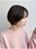 大人ショートボブ前髪あり丸顔に似合うひし形丸み絶壁K20250123