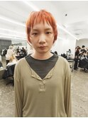 ケアブリーチハイトーンオレンジカラーショートバング