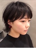 人気の黒髪マッシュウルフヘア＊