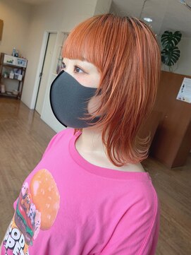 if オレンジ×ウルフカット/マッシュウルフ