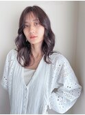 透明感カラー ラベンダーベージュ ミディアムレイヤー