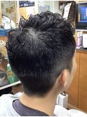 アップバングパーマショートスタイル（コンマヘア）新大塚/床屋