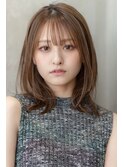 大人かわいい前髪セシルカットココアブラウンフリンジウェーブ