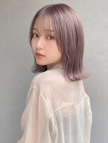 トリニティ(trinity) ブリーチダブルカラー ラベンダー シースルーバング 外ハネ