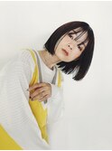 くびれヘア顔周り韓国レイヤーカット黒髪ショートミディアム/柏