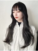 グレーロング_アースカラーくびれヘアツートンカラー_49106