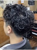 ツーブロックパーマスタイル（ウルフ）新大塚/床屋/白髪染め