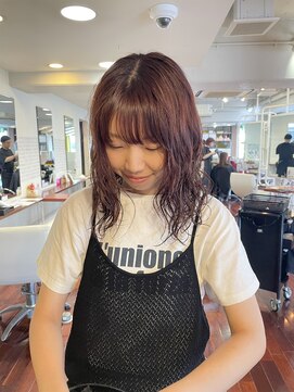 ヘアースペースブルーム プリュス 石橋店(HAIR SPACE BLOOM plus) 石橋/オレンジブラウン/ニュアンスパーマ/水素カラー/秋カラー