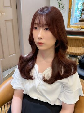 ロンド ブランシュ 錦糸町北口(Lond blanche) ミニウルフチェリーブラウンブリーチなしレイヤー韓国前髪