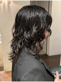 スパイラルパーマ　ロングウルフパーマ　ウルフレイヤー