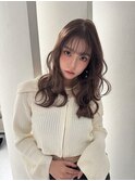 韓国風くびれレイヤーカット×グレージュ×透明感ブラウン川又