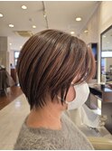 柔らか質感のナチュラルベージュショート 仙台 利府 多賀城 