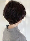 大人可愛い20代30代40代黒髪前下がりショートボブ丸みショート◎