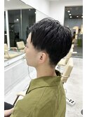 メンズショート前髪なし縮毛矯正ストレート刈り上げナチュラル