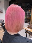 大人可愛い丸みボブピンクラベンダーベージュベビーピンク