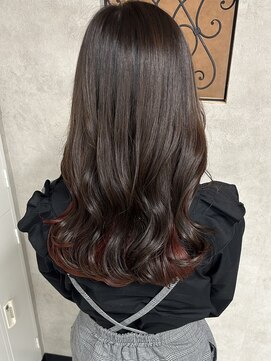 ルノン シェリー(LUNON cheliy) レッドカラー×ショコラブラウン　インナーカラー/ブリーチ/韓国