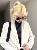 ケアブリーチ ハイトーン 抜きっぱなしブロンド ヘアセット 艶髪