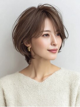 ハーツ 青山表参道店(Heart's) 白髪ぼかし脱白髪染め似合わせショートボブ40代50代60代
