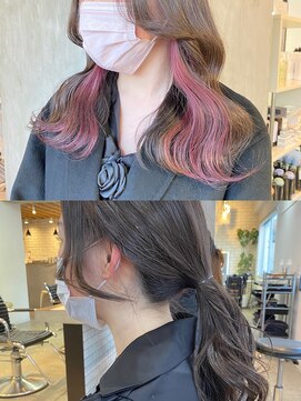 サクラ オモテサンドウ(SAKURA) 仕事・学校で隠せるインナーカラーピンク　表参道美容室