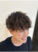 ウルフ アッシュブラック カルマパーマ ベリーショート