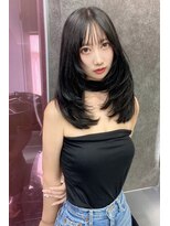 ランズ(LANDS) オリーブカラーザクザクレイヤーカット 【韓国ヘア 大阪 梅田】