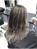 バレイヤージュセミロングミディアムヘアショートウルフカット