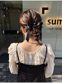 編み下ろしスタイル/サテンリボン