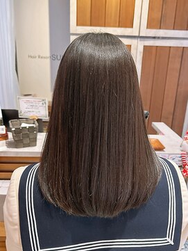 透明感ブラウンアッシュ/切りっぱなしミディアム