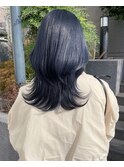 ハッシュカット/シャギーカット/ダークブルー