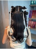 【ツインアレンジ】結婚式銀座お団子カチモリタイトヘアセット
