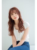 ピンクベージュ×ウェーブ