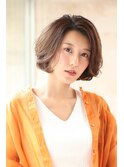 【lien.相楽顕】毛先パーマのボブ/フォギーベージュ/イメチェン
