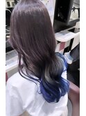 グレーベージュ～ネイビーブルー☆ブリーチ有・レイヤーロング♪