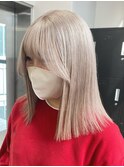 4467ホワイトアッシュニュアンスカラーワンホンヘアぱっつん前髪