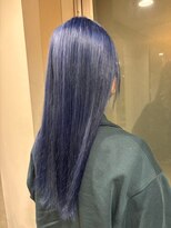 ヘア ルーナ バイ アプリーレ(hair lune by Aprire)&nbsp;ハイトーンダブルカラー透明感ブルー×ストレートロングヘア