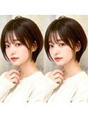 透け感バングの耳かけボブ