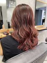 クラン 岡本(Chlan)&nbsp;バレイヤージュ大人セミディ×艶めきチェリーレッド