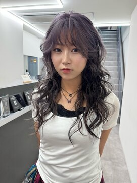 ラ キング(LA KING) lavender gray ダブルカラー/ケアブリーチ/ハイトーン/ボブ/韓国