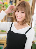 カバーヘア ブリス 上尾西口店(COVER HAIR bliss)&nbsp;艶髪ヘーゼルブラウン前下がりぱっつんボブc7上尾20代30代40代