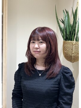 シアン 栄店(CYAN.) ブリーチなし明るめベースでレッドブラウン×layer cut