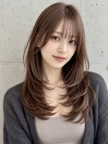 ヌフ(neuf) 大人可愛い小顔顔周りレイヤー×艶ブラウン ロングヘア