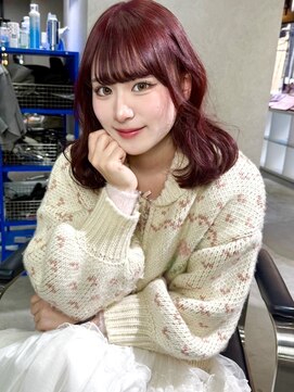 ゲームバイアランスミシー 心斎橋(GAME by Alan Smithee) ワインレッド/レッドカラー/ブリーチなしダブルカラー/髪質改善