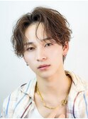 ハイライトメンズ波巻きスパイラルパーマサーフスタイルウルフ